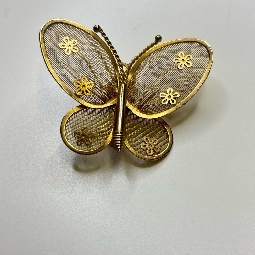 Gold Butterfly Brooch